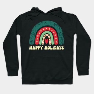 Happy Holidays Christmas Rainbow Hoodie